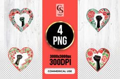 Floral Heart Fist Symbol Clipart Sublimation PNG Product Image 1