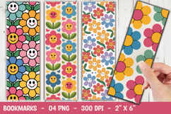 Retro Smiley Floral Bookmark Sublimation Product Image 1