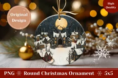 Christmas Village Ornament, Christmas Night Ornament PNG Product Image 1