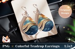 Glitter Teardrop Earring Design, Liquid Wave Earring PNG Product Image 1