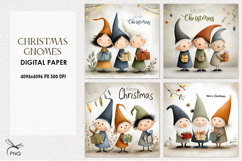 Cute christmas gnomes digital paper, background clipart Product Image 1