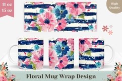 Watercolor Flowers Sublimation Mug, Flowers Mug Design Product Image 1