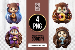 Cute Hedgehog Donut Clipart Sublimation PNG Product Image 1