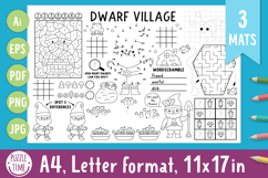 Dwarf village coloring activity play mats. Fantasy placemats Product Image 1