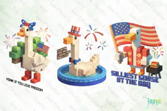 Blocky-Style 4th of July Goose PNG Product Image 1