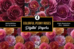 Glitter Pink Roses Digital Papers Product Image 1