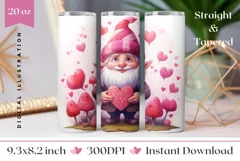 Valentine's Day Tumbler Sublimation, Love Gnome Tumbler PNG Product Image 1