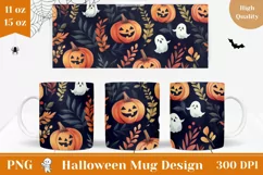 Halloween Mug Wrap PNG, Halloween Print, Cute Pumpkins Mug Product Image 1