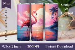 Flamingo Tumbler Wrap Design, Flamingo Sublimation Product Image 1