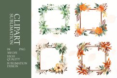 Watercolor floral wearth frame clipart sublimation png Product Image 1