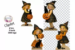 Halloween, Vintage, Cardboard, Girls, Ephemera, PNG, Clipart Product Image 1