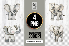 Cute Elephant Alphabet Letter E Clipart Sublimation PNG Product Image 1