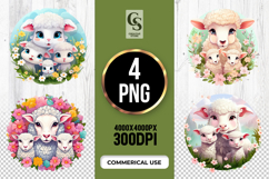 Cute Lamb Family Clipart Sublimation PNG Product Image 1