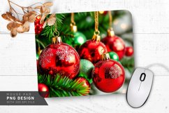 Glittering Red And Green Baubles Mouse Pad PNG Design Product Image 1
