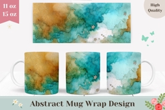 Abstract Mug Wrap, Watercolor Blue Mug Design, Art Mug Product Image 1