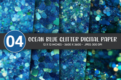 Ocean Blue Glitter Digital Paper Product Image 1