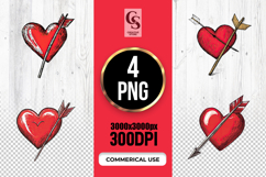 Arrow Through Heart Illustration Clipart Sublimation PNG Product Image 1
