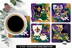 Faux Crochet Mardi Gras Coaster PNG | Mardi Gras PNG Product Image 1