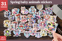 Summer Baby Animals Sticker Bundle Floral baby animals Product Image 1
