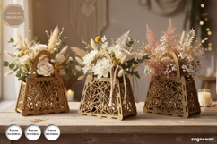 3D Flower Basket Laser Cut Bundle | Flower Box | Glowrforge Product Image 1