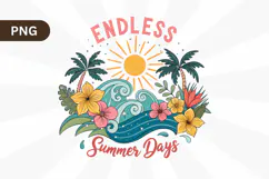 Endless summer days PNG, Beach PNG Sublimation Design Product Image 1