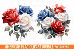 American Flag Watercolor Clipart, Us Flag Clipart Product Image 1
