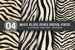 White Black Zebra Digital Paper Product Image 1