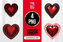 Gothic Dark Heart Lace Valentine Clipart PNG Product Image 1