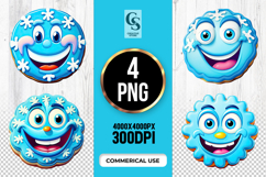 Blue Frosted Cookie Faces Clipart Sublimation PNG Product Image 1