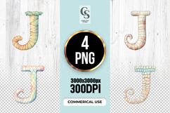 Watercolor Letter J Alphabet Clipart Sublimation PNG Product Image 1