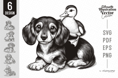 Cute Dachshund and Duckling Vector Bundle Product Image 1