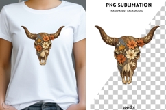 Floral Cow Skull PNG | Boho Western Skull Clipart Product Image 1