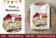 Watercolor Baby Cow Illustration, Watercolor Farm Print Product Image 1