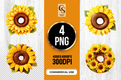 Sunflower Donut Wreath Clipart Sublimation PNG Product Image 1