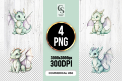 Cute Baby Dragon Clipart Sublimation PNG Product Image 1