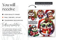 Hedgehog clipart, Christmas clipart, winter clipart, PNG Product Image 2
