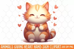 Animals Giving Heart Hand Sign, Watercolor Clipart Product Image 1