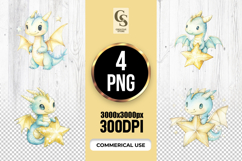 Cute Blue Baby Dragon Clipart Sublimation PNG Product Image 1