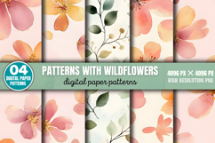 Patterns with Wildflowers Digital Paper Background PNG Product Image 1