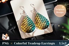 Golden Metallic Teardrop Earring, Dragon Skin Earring PNG Product Image 1