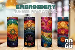 Embroidery Tumbler Sublimation, Floral Tumbler Wrap Design Product Image 1