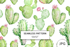 Watercolor Cactus Seamless Pattern Product Image 1