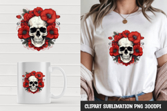 Watercolor floral skull sublimation clipart png Product Image 1