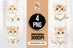 Cute Watercolor Baby Kitten Clipart Sublimation PNG Product Image 1