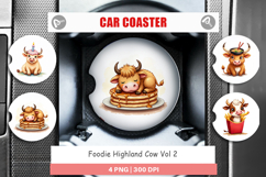 Foodie Highland Cow Car Coaster Product Image 1