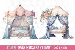 Pastel Baby Nursery Clipart, Baby Nursery Clipart Product Image 1