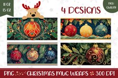 Christmas Baubles Mug Wrap, Christmas Mug Design Product Image 1