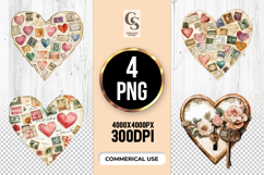 Vintage Letter Heart Collage Clipart Sublimation PNG Product Image 1