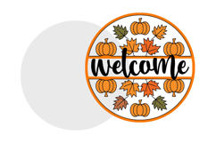 Fall Welcome Sign SVG Round | Pumpkin Leaf Autumn Door Decor Product Image 2