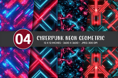 Cyberpunk Neon Geometric Digital Paper Product Image 1